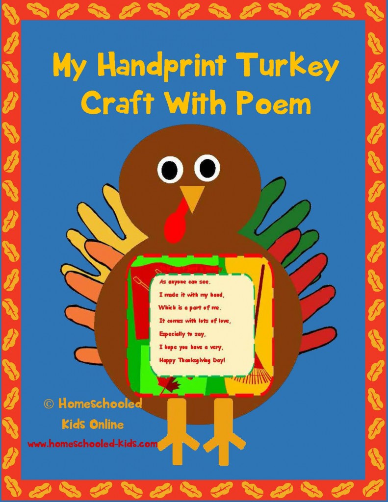 Magazine For Homeschooled Kids Hand Print Turkey Craft With Poem