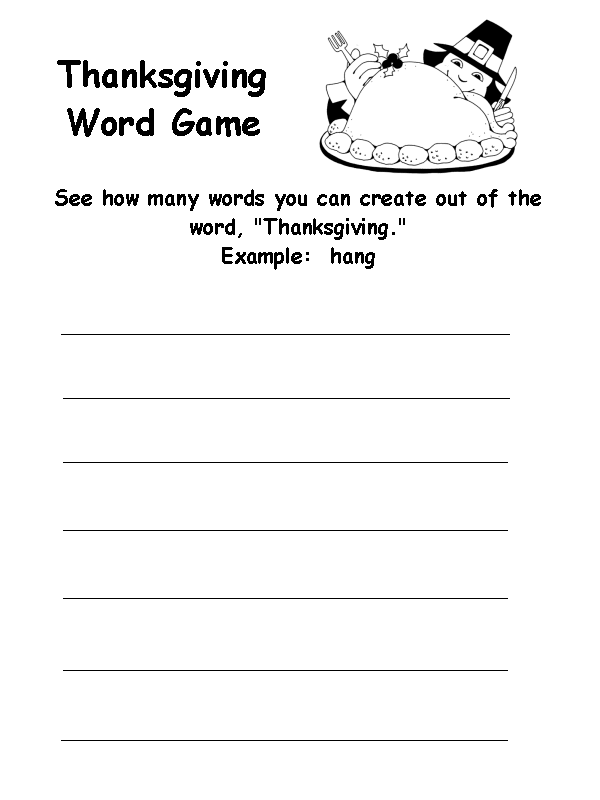 Thanksgiving Word Game